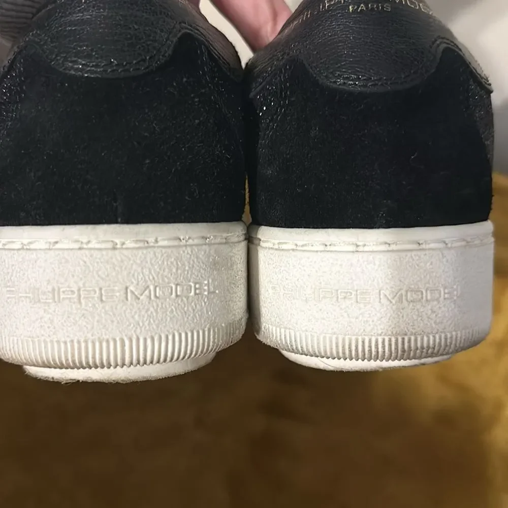 Philippe Model Women's Black Glitter/Suede Sneakers
